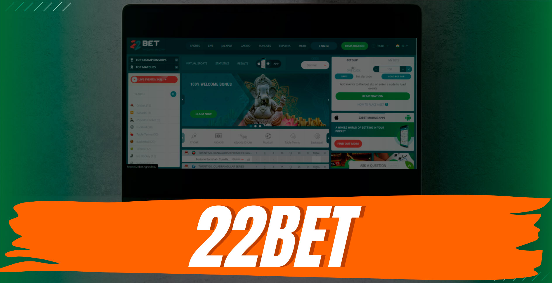 22Bet sports betting platform